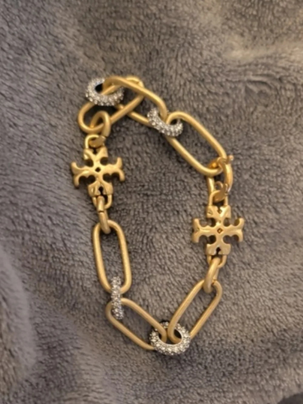 Tory Burch Gold-Tone Chain Bracelet with Crystal Links